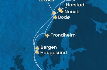 Německo, Norsko, z Harstadu z Hamburku na lodi Costa Favolosa