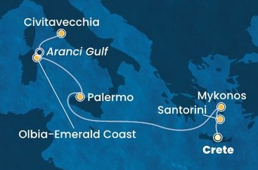 Kréta, Řecko, Itálie z Heraklionu na lodi Costa Pacifica