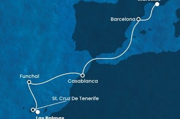 Španělsko, Madeira, Maroko, Francie z Las Palmas na lodi Costa Fortuna