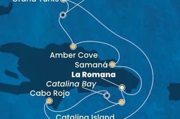Dominikánská republika, Zámořské území Velké Británie z La Romany na lodi Costa Pacifica