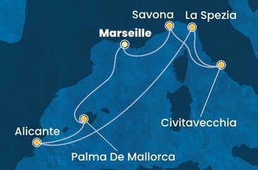 Francie, Španělsko, Itálie z Marseille na lodi Costa Pacifica