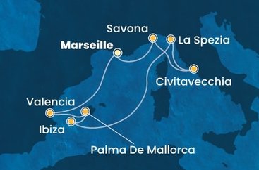Francie, Španělsko, Itálie z Marseille na lodi Costa Pacifica
