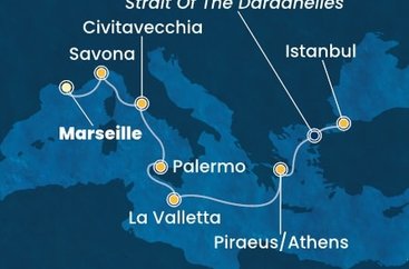 Francie, Itálie, Malta, Řecko, Turecko z Marseille na lodi Costa Fortuna