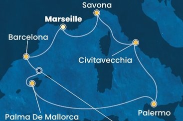 Francie, Španělsko, Itálie z Marseille na lodi Costa Smeralda