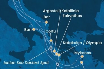 Itálie, Řecko, Černá Hora, Chorvatsko z Marghery na lodi Costa Deliziosa Itálie, Řecko, Černá Hora, Chorvatsko z Marghery na lodi Costa Deliziosa