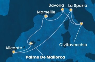 Španělsko, Itálie, Francie z Palma de Mallorca na lodi Costa Pacifica