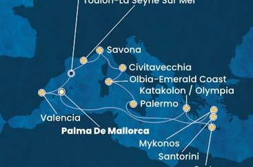 Španělsko, Řecko, Itálie, Francie z Palma de Mallorca na lodi Costa Pacifica