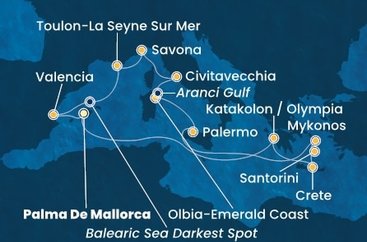 Španělsko, Řecko, Kréta, Itálie, Francie z Palma de Mallorca na lodi Costa Pacifica