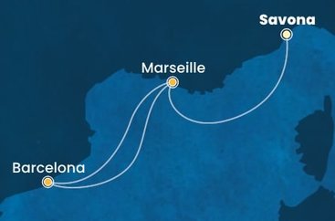 Itálie, Francie, Španělsko ze Savony na lodi Costa Toscana