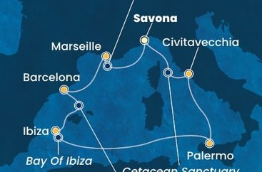Itálie, Francie, Španělsko ze Savony na lodi Costa Toscana