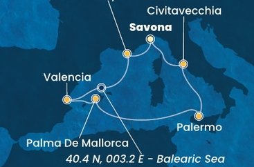 Itálie, Francie, Španělsko ze Savony na lodi Costa Pacifica
