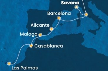 Itálie, Španělsko, Maroko ze Savony na lodi Costa Pacifica