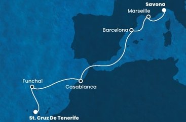 Španělsko, Madeira, Maroko, Francie, Itálie z Tenerife na lodi Costa Fortuna