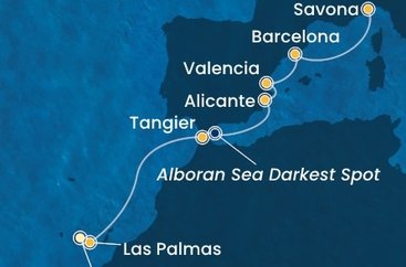 Španělsko, Maroko, , Itálie z Tenerife na lodi Costa Toscana