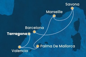Španělsko, Francie, Itálie z Tarragony na lodi Costa Diadema