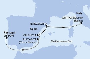 Portugalsko, Španělsko, Itálie z Lisabonu na lodi MSC Magnifica