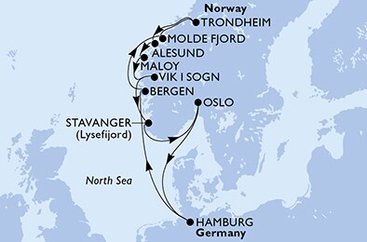 Německo, Norsko z Hamburku na lodi MSC Preziosa