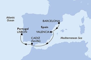 Španělsko, Portugalsko z Barcelony na lodi MSC Poesia