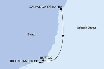 Brazílie ze Salvadoru na lodi MSC Armonia
