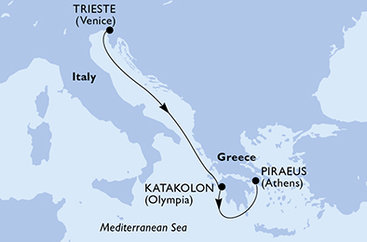 Itálie, Řecko na lodi MSC Fantasia