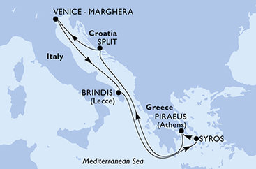 Itálie, Řecko, Chorvatsko z Marghery na lodi MSC Armonia