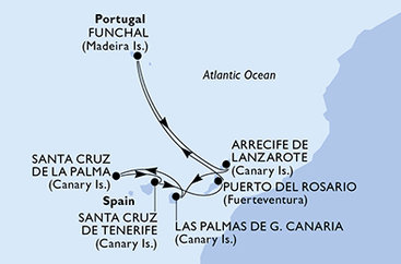 Španělsko, Portugalsko z Las Palmas na lodi MSC Fantasia