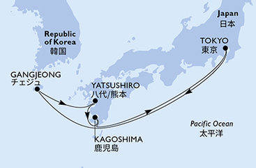 Japonsko, Jižní Korea z Tokia na lodi MSC Bellissima