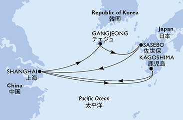 Čína, Japonsko, Jižní Korea ze Šanghaje na lodi MSC Bellissima