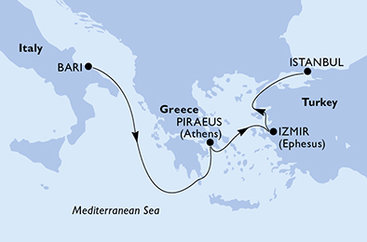 Itálie, Řecko, Turecko z Bari na lodi MSC Lirica