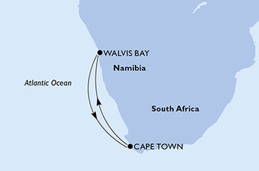 Jihoafrická republika, Namibie z Kapského Města na lodi MSC Armonia