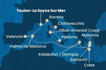 Francie, Španělsko, Řecko, Itálie z Toulonu na lodi Costa Pacifica