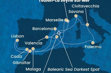 Francie, Španělsko, Itálie, Velká Británie, Portugalsko z Toulonu na lodi Costa Pacifica