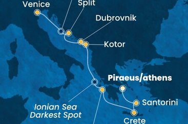 Řecko, Černá Hora, Chorvatsko, , Itálie z Pirea na lodi Costa Deliziosa