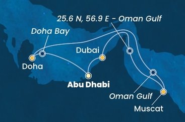 Spojené arabské emiráty, Omán, , Katar z Abu Dhabi na lodi Costa Toscana