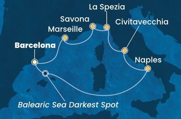 Španělsko, Itálie, Francie z Barcelony na lodi Costa Toscana