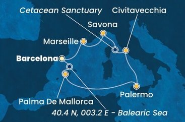 Španělsko, Itálie, Francie z Barcelony na lodi Costa Smeralda