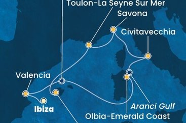 Španělsko, Itálie, Francie z Ibizy na lodi Costa Pacifica