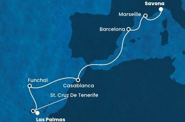 Španělsko, Madeira, Maroko, Francie, Itálie z Las Palmas na lodi Costa Fortuna