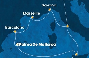 Španělsko, Itálie, Francie z Palmy de Mallorca na lodi Costa Toscana