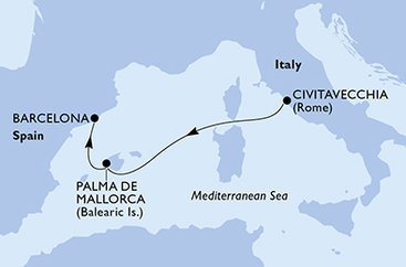 Itálie, Španělsko z Civitavecchia na lodi MSC Grandiosa