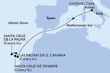Itálie, Španělsko z Civitavecchia na lodi MSC Fantasia