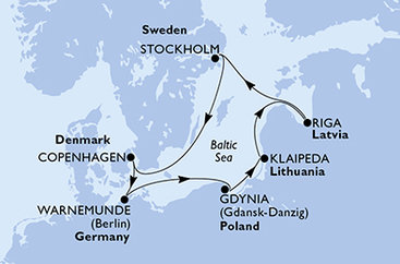 Denmark, Germany, Poland, Lithuania, Latvia, Sweden from Copenhagen na lodi MSC Magnifica