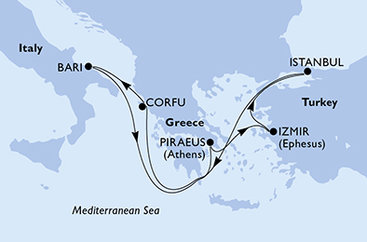 Řecko, Turecko, Itálie z Pirea na lodi MSC Lirica