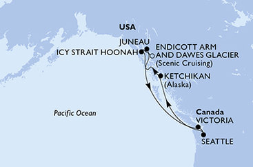 USA, , Kanada ze Seattlu na lodi MSC Poesia